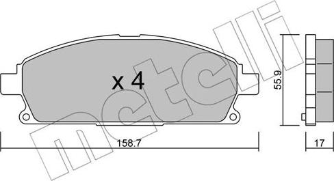 Metelli 22-0406-0 - Тормозные колодки, дисковые, комплект www.autospares.lv