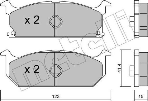 Metelli 22-0416-0 - Тормозные колодки, дисковые, комплект www.autospares.lv