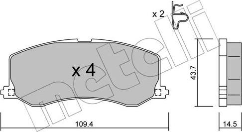 Metelli 22-0417-0 - Тормозные колодки, дисковые, комплект www.autospares.lv