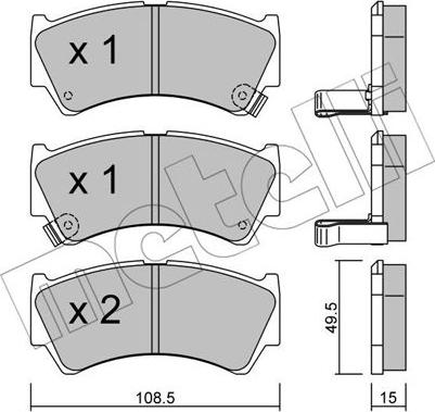 Metelli 22-0436-0 - Тормозные колодки, дисковые, комплект www.autospares.lv