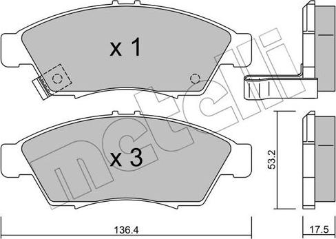 Metelli 22-0437-0 - Тормозные колодки, дисковые, комплект www.autospares.lv