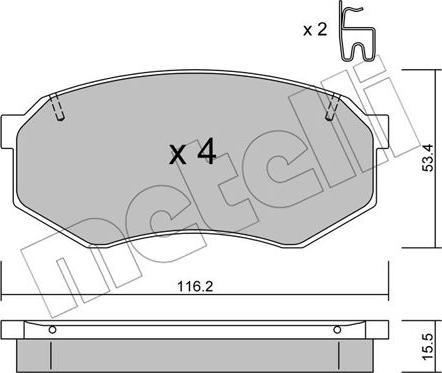 Metelli 22-0471-0 - Тормозные колодки, дисковые, комплект www.autospares.lv