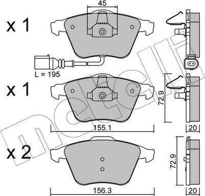 Metelli 22-0549-4 - Тормозные колодки, дисковые, комплект www.autospares.lv