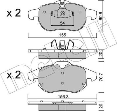 Metelli 22-0540-4 - Bremžu uzliku kompl., Disku bremzes www.autospares.lv