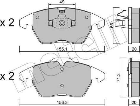 Metelli 22-0548-2 - Тормозные колодки, дисковые, комплект www.autospares.lv