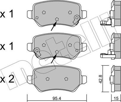 Metelli 22-0542-2 - Bremžu uzliku kompl., Disku bremzes www.autospares.lv