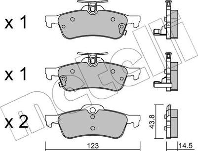 Metelli 22-0556-1 - Тормозные колодки, дисковые, комплект www.autospares.lv