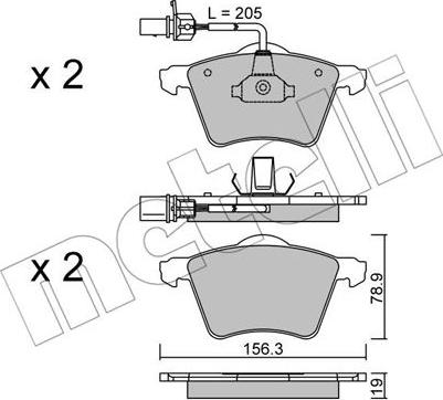 Metelli 22-0550-1 - Bremžu uzliku kompl., Disku bremzes www.autospares.lv