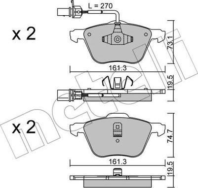 Metelli 22-0551-0 - Тормозные колодки, дисковые, комплект www.autospares.lv