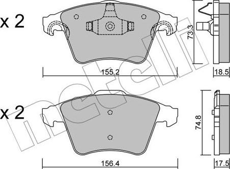 Metelli 22-0552-4 - Bremžu uzliku kompl., Disku bremzes www.autospares.lv