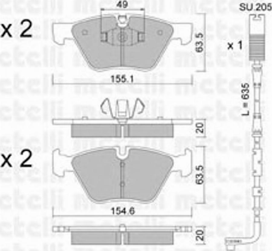 Metelli 22-0557-5K - Тормозные колодки, дисковые, комплект www.autospares.lv