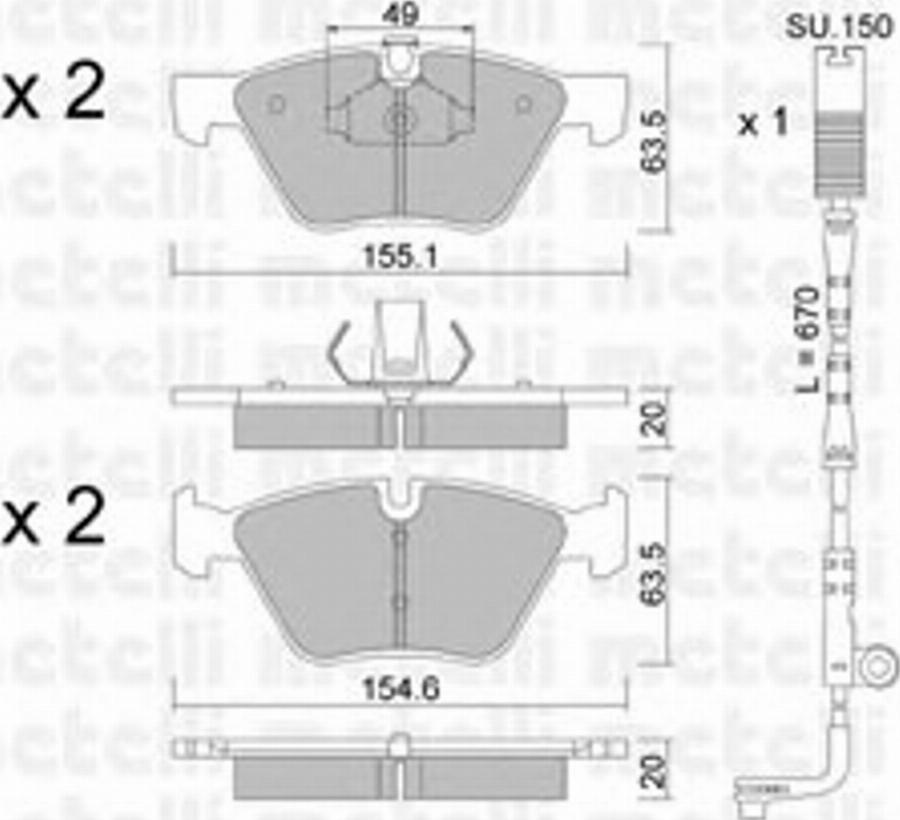 Metelli 22-0557-0K - Bremžu uzliku kompl., Disku bremzes www.autospares.lv