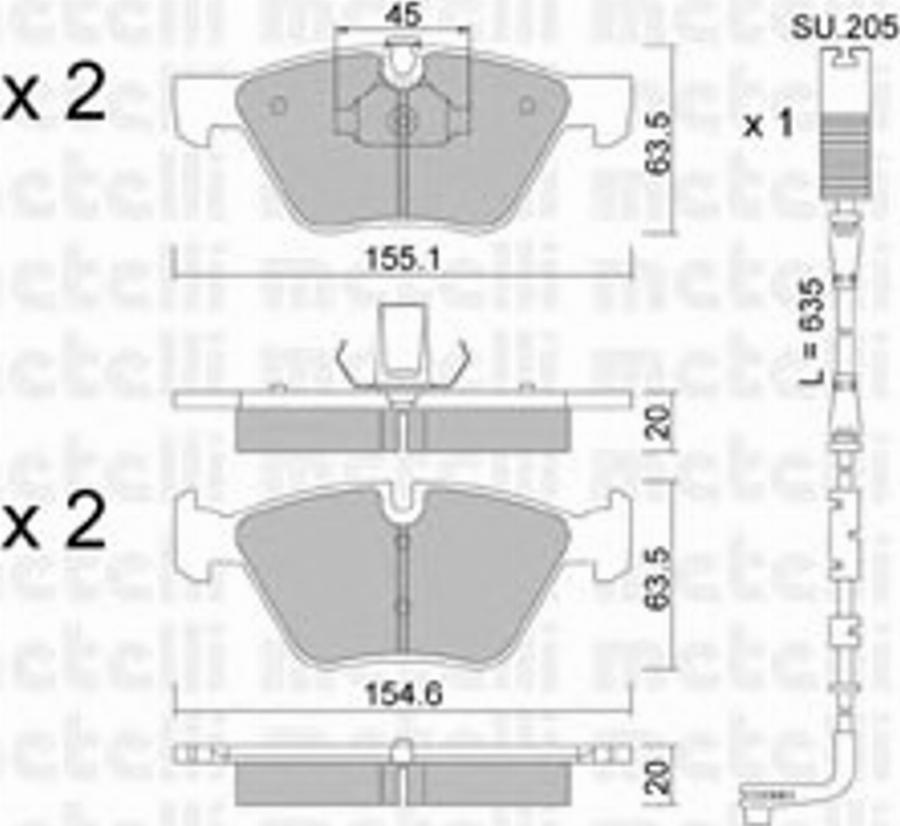 Metelli 22-0557-3K - Bremžu uzliku kompl., Disku bremzes www.autospares.lv