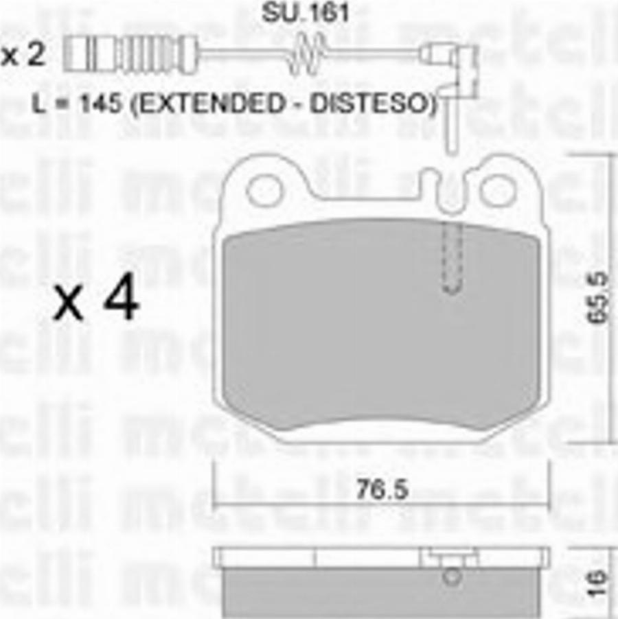 Metelli 22-0564-0K - Тормозные колодки, дисковые, комплект www.autospares.lv