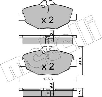 Metelli 22-0562-0 - Bremžu uzliku kompl., Disku bremzes autospares.lv