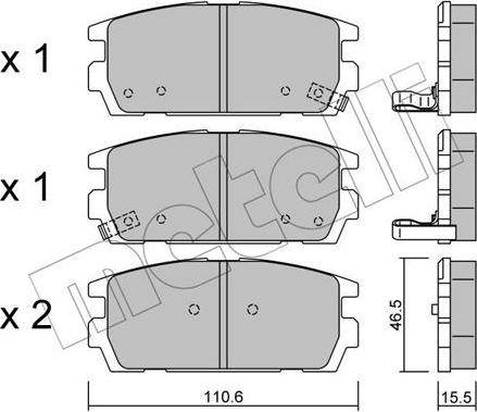 Metelli 22-0507-0 - Тормозные колодки, дисковые, комплект www.autospares.lv