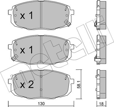 Metelli 22-0513-1 - Тормозные колодки, дисковые, комплект www.autospares.lv