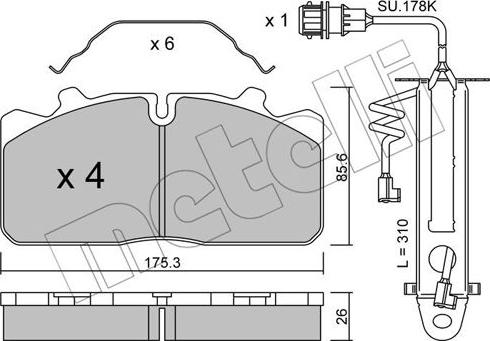 Metelli 22-0582-3K - Bremžu uzliku kompl., Disku bremzes www.autospares.lv