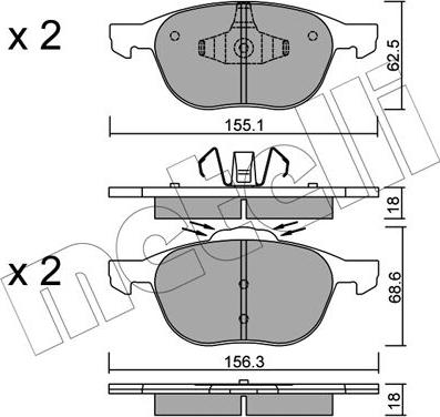 Metelli 22-0534-1 - Тормозные колодки, дисковые, комплект www.autospares.lv