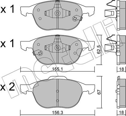 Metelli 22-0534-2 - Тормозные колодки, дисковые, комплект www.autospares.lv