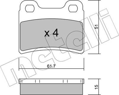 Metelli 22-0535-0 - Тормозные колодки, дисковые, комплект www.autospares.lv