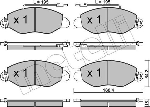 Metelli 22-0536-1 - Brake Pad Set, disc brake www.autospares.lv