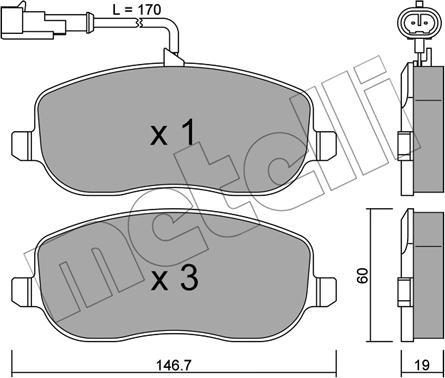 Metelli 22-0530-1 - Bremžu uzliku kompl., Disku bremzes www.autospares.lv