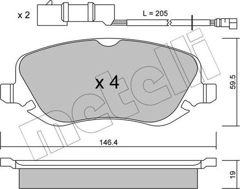 Metelli 22-0529-0 - Bremžu uzliku kompl., Disku bremzes www.autospares.lv