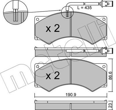 Metelli 22-0579-1 - Bremžu uzliku kompl., Disku bremzes www.autospares.lv