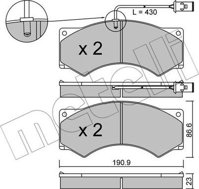 Metelli 22-0579-2 - Bremžu uzliku kompl., Disku bremzes www.autospares.lv