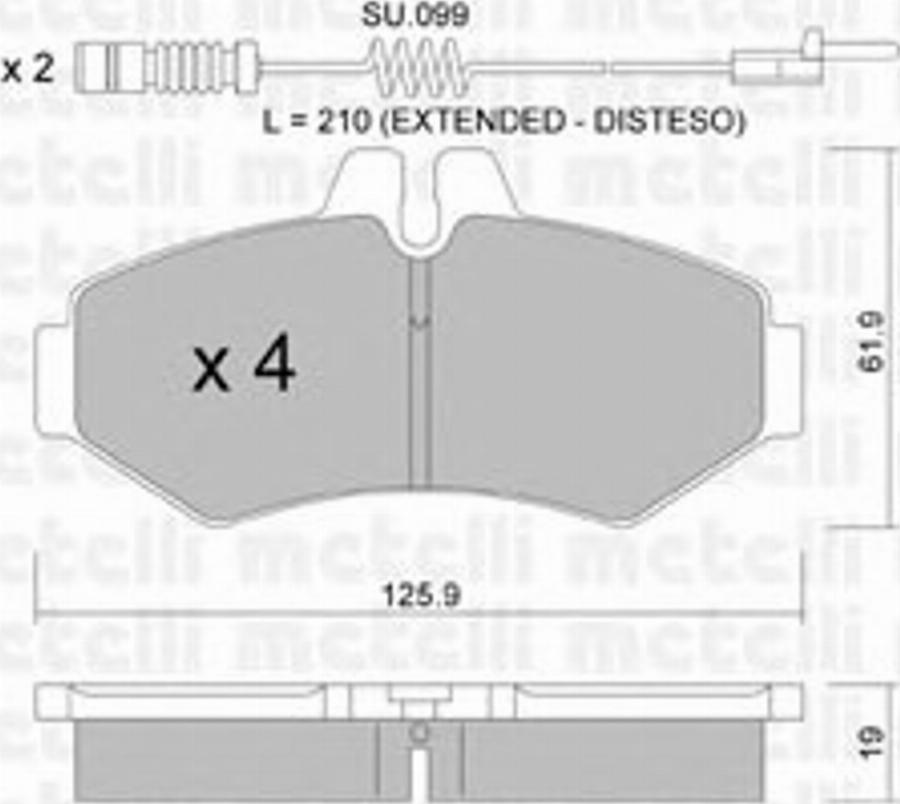 Metelli 22-0572-0K - Тормозные колодки, дисковые, комплект www.autospares.lv