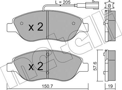 Metelli 22-0577-1 - Bremžu uzliku kompl., Disku bremzes autospares.lv