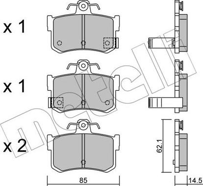 Metelli 22-0691-1 - Brake Pad Set, disc brake www.autospares.lv