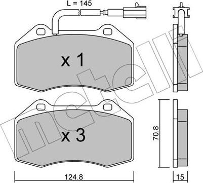 Metelli 22-0651-1 - Bremžu uzliku kompl., Disku bremzes www.autospares.lv