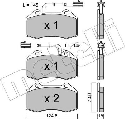 Metelli 22-0651-2 - Bremžu uzliku kompl., Disku bremzes www.autospares.lv