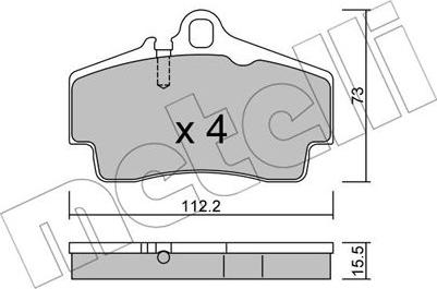 Metelli 22-0658-0 - Тормозные колодки, дисковые, комплект www.autospares.lv