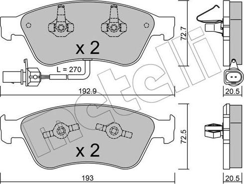 Metelli 22-0662-0 - Bremžu uzliku kompl., Disku bremzes www.autospares.lv