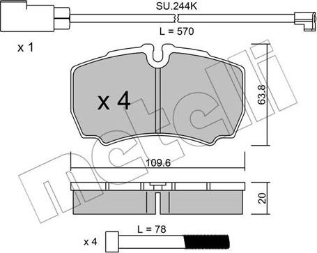 Metelli 22-0604-2K - Bremžu uzliku kompl., Disku bremzes autospares.lv