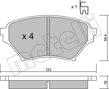 Metelli 22-0607-0 - Bremžu uzliku kompl., Disku bremzes www.autospares.lv