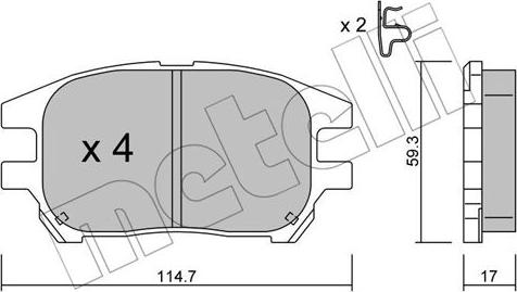 Metelli 22-0617-0 - Bremžu uzliku kompl., Disku bremzes www.autospares.lv