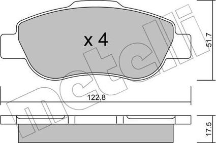 Metelli 22-0638-0 - Тормозные колодки, дисковые, комплект www.autospares.lv