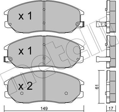 Metelli 22-0633-0 - Тормозные колодки, дисковые, комплект www.autospares.lv