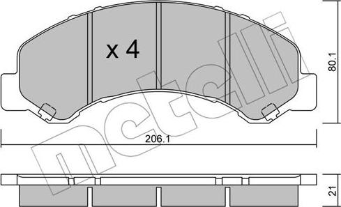 Metelli 22-0621-0 - Bremžu uzliku kompl., Disku bremzes www.autospares.lv