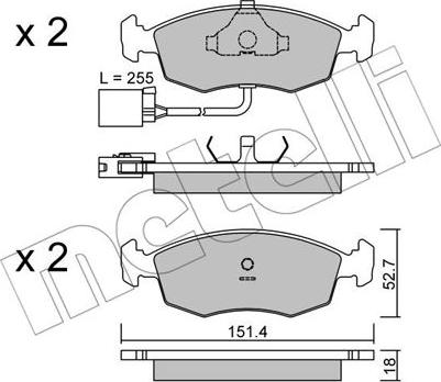 Metelli 22-0094-1 - Тормозные колодки, дисковые, комплект www.autospares.lv