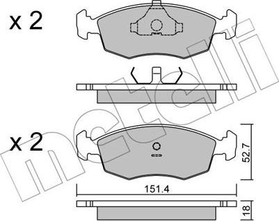 Metelli 22-0094-2 - Тормозные колодки, дисковые, комплект www.autospares.lv