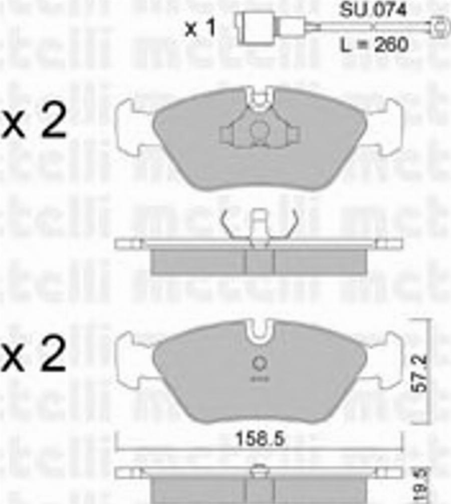 Metelli 22-0091-0K - Тормозные колодки, дисковые, комплект www.autospares.lv