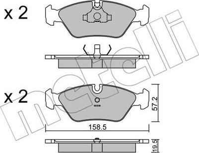 Metelli 22-0091-0 - Тормозные колодки, дисковые, комплект www.autospares.lv