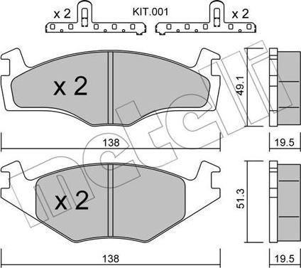 Metelli 22-0045-1K - Brake Pad Set, disc brake www.autospares.lv