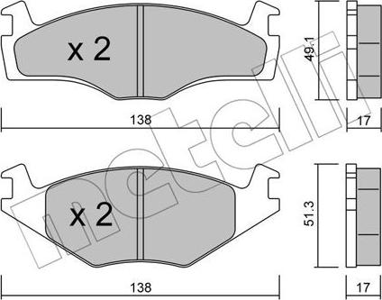 Metelli 22-0045-2 - Bremžu uzliku kompl., Disku bremzes autospares.lv