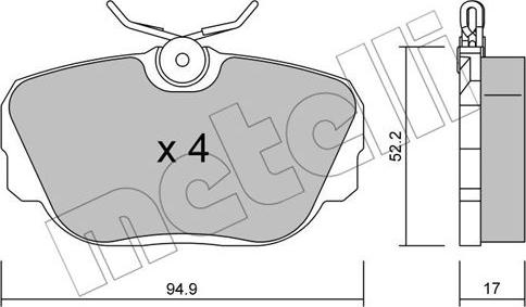 Metelli 22-0042-0 - Тормозные колодки, дисковые, комплект www.autospares.lv